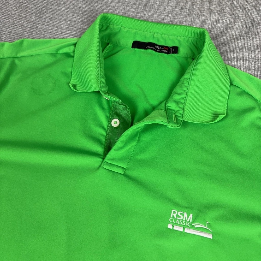RLX Ralph Lauren Polo Shirt Mens L Green RSM Classic Golf Jersey Short Sleeve